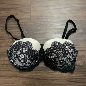 Dream Angels Lined Demi White/Black Lace Bra
